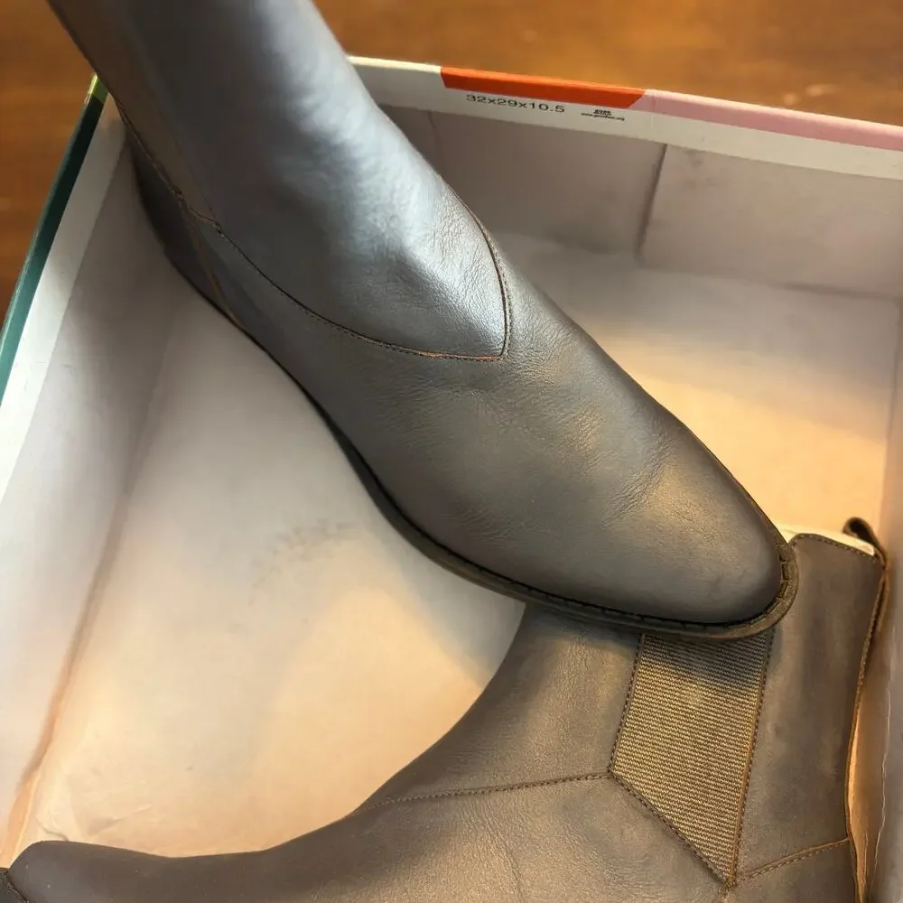 Katy Perry Ziggy Ankle Boots 7.5 NWT Gray Leather Ankle Booties Western Heel